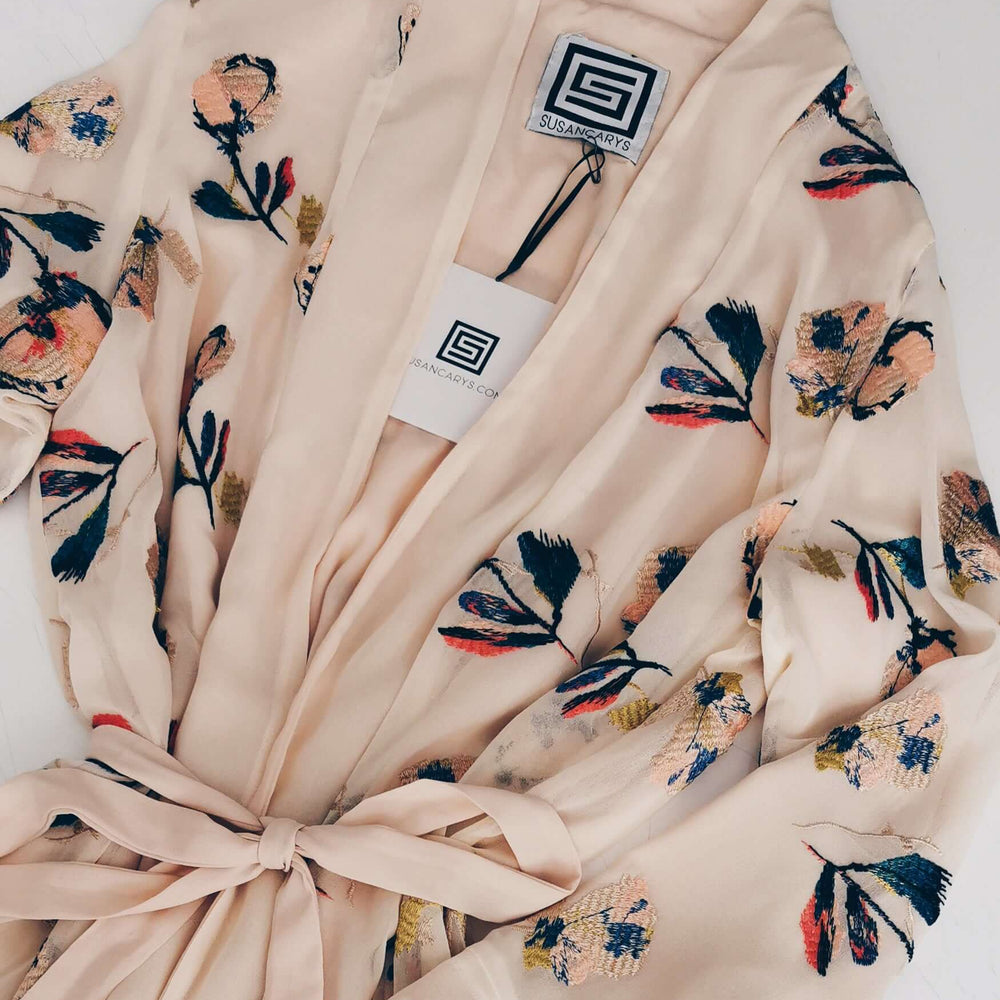 An elegant floral print long coat