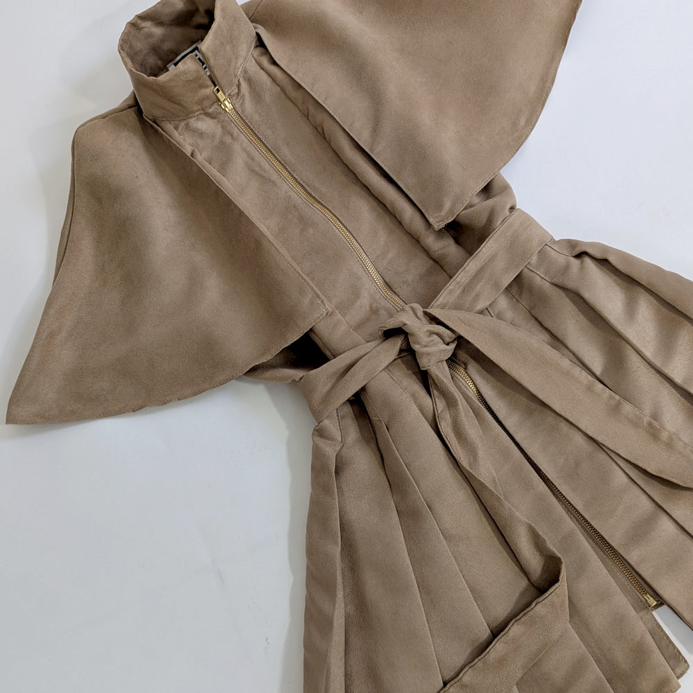 Chloe Dress - Versatile Suede Cape Mini Dress and Jacket