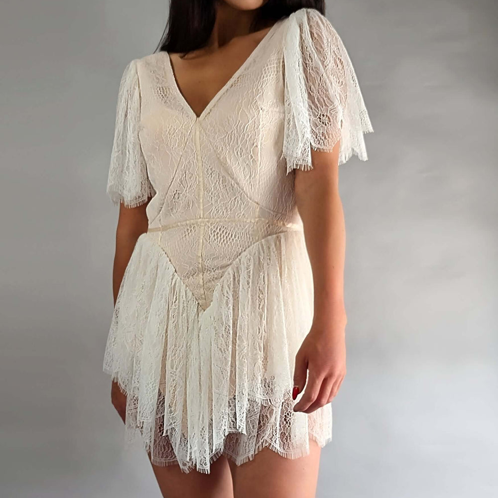 Harper Dress - White Lace Mini Dress Perfection