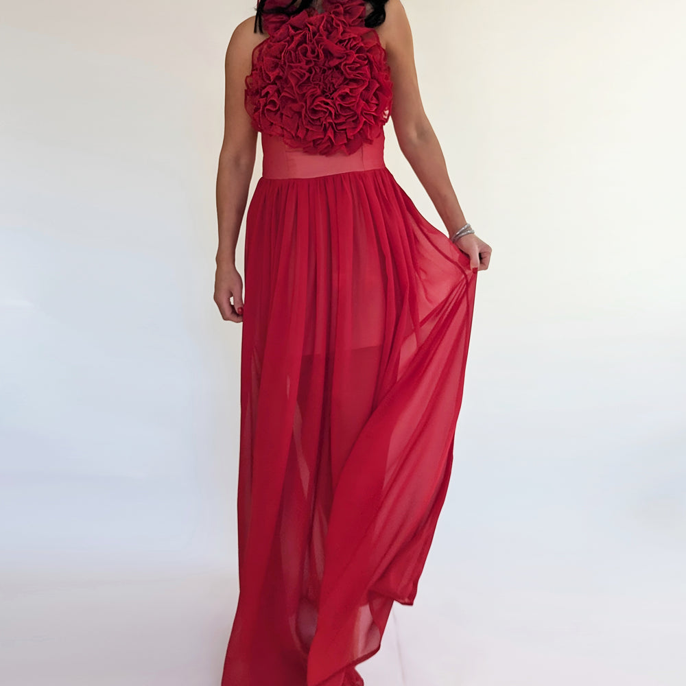 Natalia Dress - Stunning Claret Red Maxi Dress