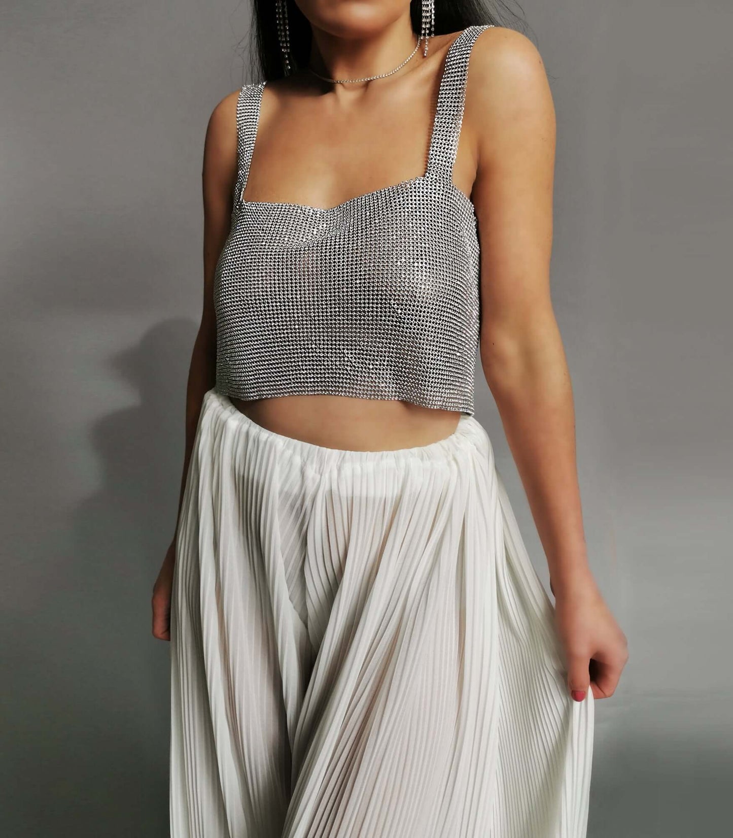 Gianna Top: Chic Backless Crystal Crop Top